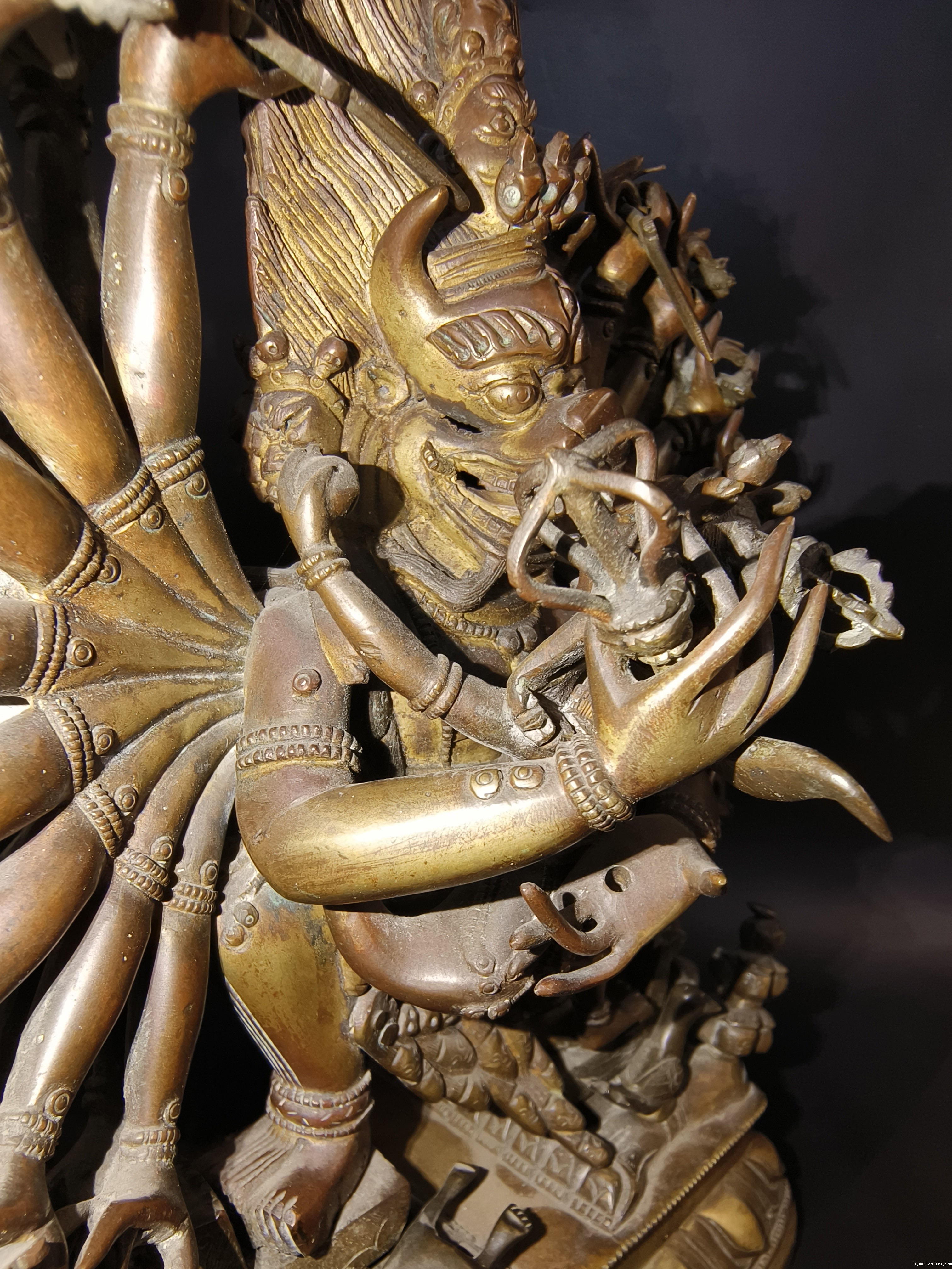 清代  佛造像  铜造泥金大威德金刚像